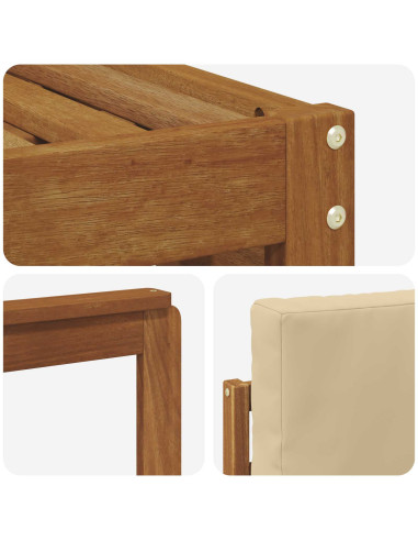 Set divani 5 pcs Naturale e Beige Legno di Acacia Massello
