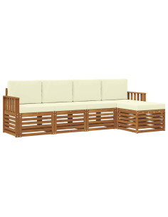 Set divani 5 pcs Naturale e Crema Legno di Acacia Massello 2