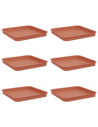 Vassoio Quadrato per Fiori 6 pcs Rosso Mattone Plastica