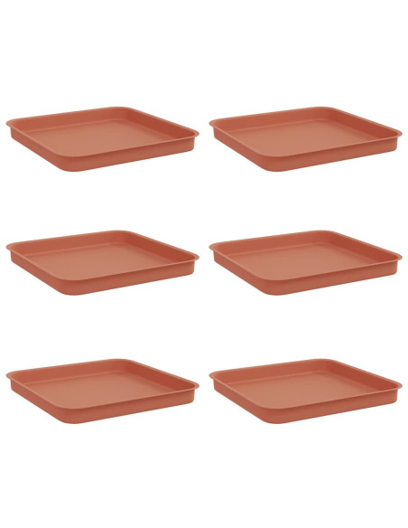 Vassoio Quadrato per Fiori 6 pcs Rosso Mattone Plastica