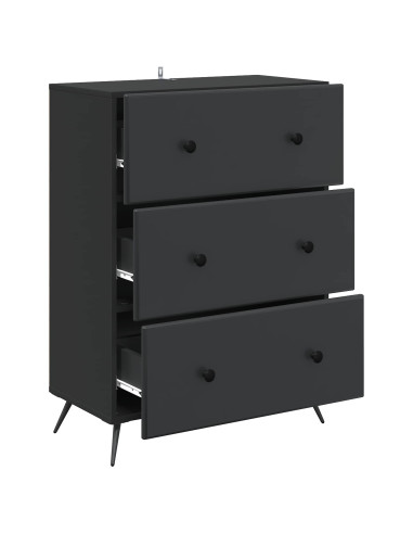 Mobile con Cassetti Nero 66 x 34,5 x 90 cm Legno ingegnerizzato