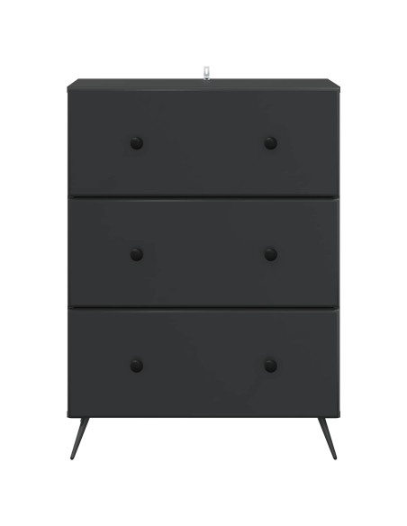 Mobile con Cassetti Nero 66 x 34,5 x 90 cm Legno ingegnerizzato