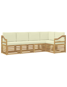 Set divano sezionale con cuscino 5 pcs Bianco e Crema 2
