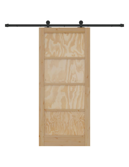 Porta scorrevole Naturale e Nero 86 x 198,5 cm
