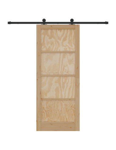 Porta scorrevole Naturale e Nero 86 x 211 cm
