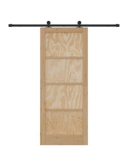 Porta scorrevole Naturale e Nero 86 x 211 cm