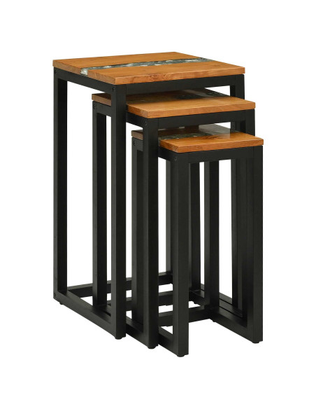 Tavolo Nesting 3 pcs Marrone Legno di teak solido