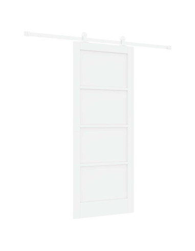 Porta scorrevole Bianco 83 x 202 cm Legno Massello di Pino