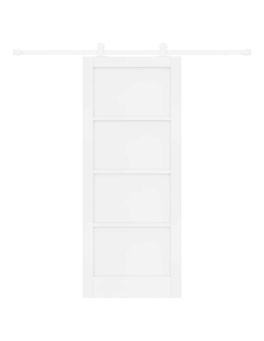 Porta scorrevole Bianco 83 x 202 cm Legno Massello di Pino