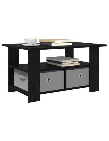 Tavolino da salotto con cassetto Rovere Nero 77 x 55 x 42 cm