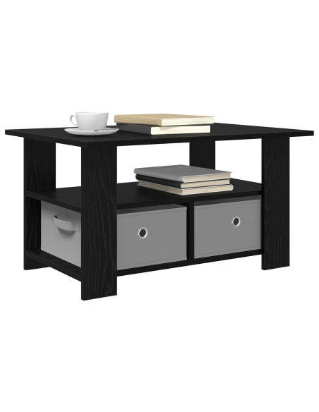 Tavolino da salotto con cassetto Rovere Nero 77 x 55 x 42 cm