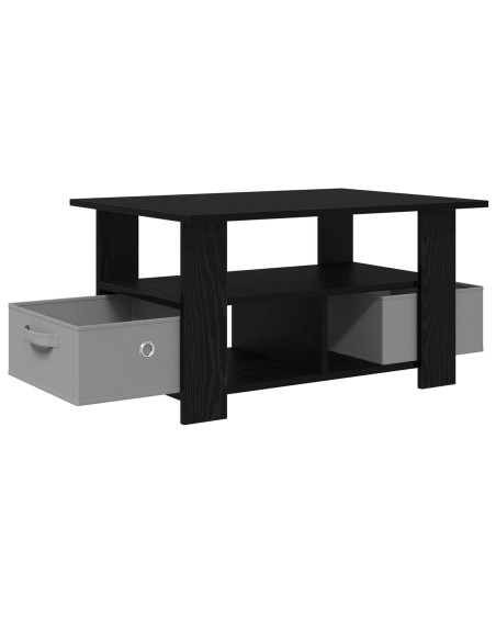 Tavolino da salotto con cassetto Rovere Nero 77 x 55 x 42 cm