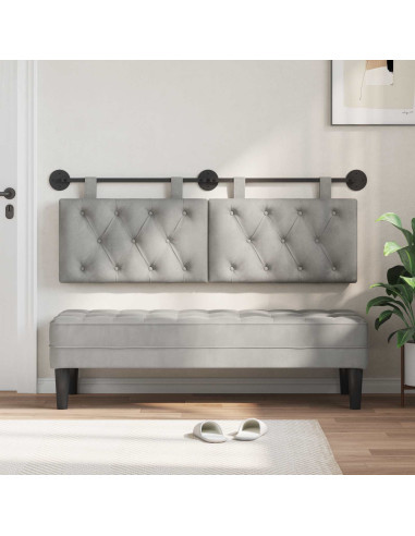 Testata appesa Grigio chiaro 130 x 55 x 7 cm Velluto