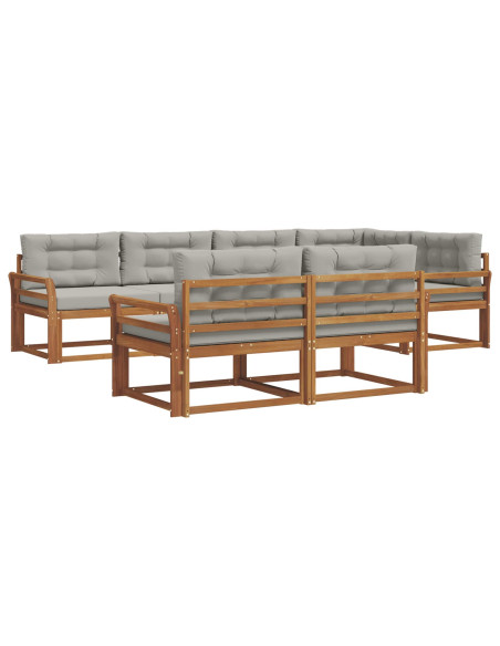 Set di divani da esterno 7 pcs Grigio Naturale e Chiaro