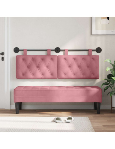 Testata appesa Montaggio a parete Rosa 130 x 55 x 7 cm Velluto