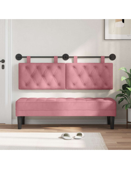 Testata appesa Montaggio a parete Rosa 130 x 55 x 7 cm Velluto