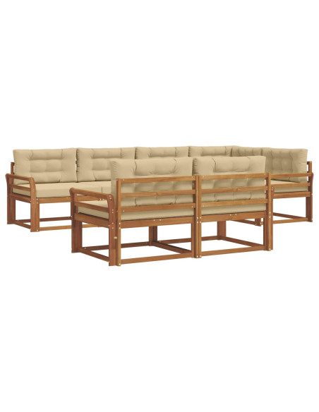 Set di divani da esterno con cuscino 7 pcs Naturale e Beige