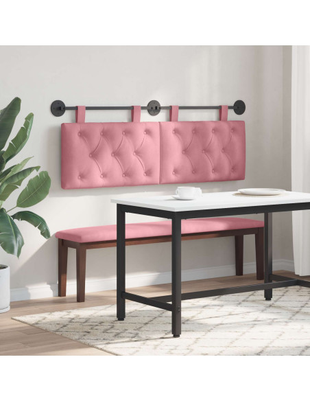 Testata appesa Montaggio a parete Rosa 130 x 55 x 7 cm Velluto