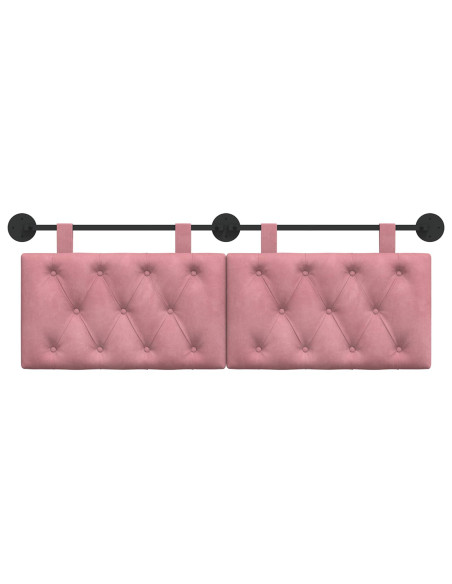 Testata appesa Montaggio a parete Rosa 130 x 55 x 7 cm Velluto