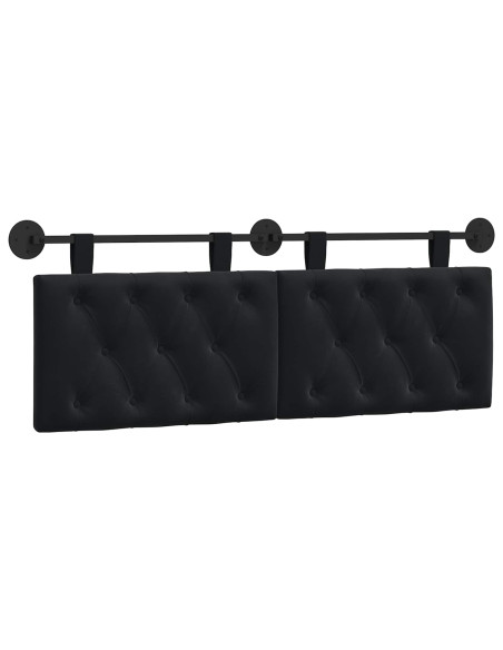 Testata appesa Montaggio a parete Nero 130 x 55 x 7 cm Velluto