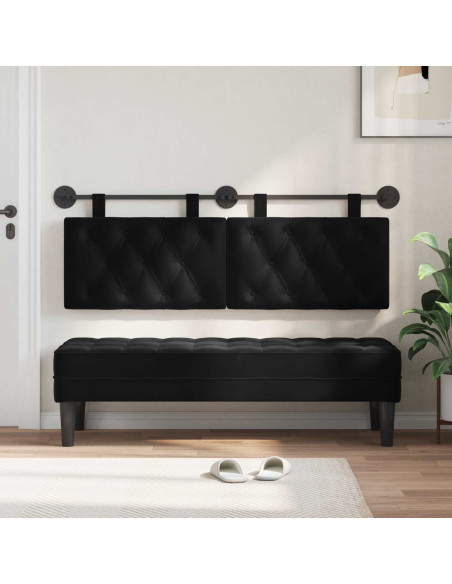Testata appesa Montaggio a parete Nero 130 x 55 x 7 cm Velluto