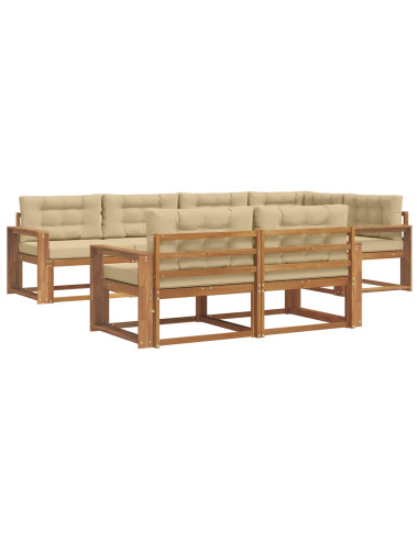 Set di divani da esterno con cuscino 7 pcs Naturale e Beige