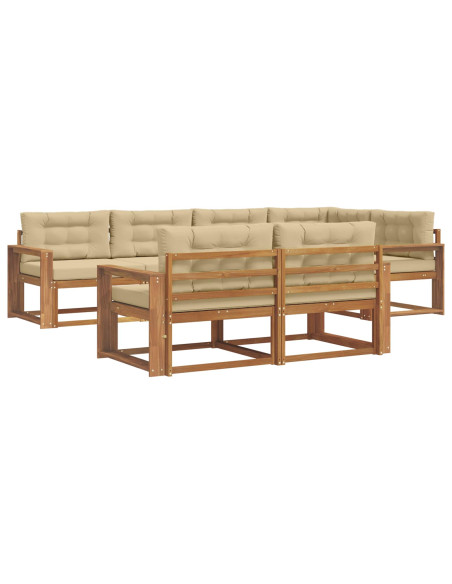 Set di divani da esterno con cuscino 7 pcs Naturale e Beige