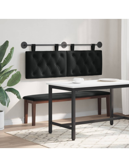 Testata appesa Montaggio a parete Nero 130 x 55 x 7 cm Velluto