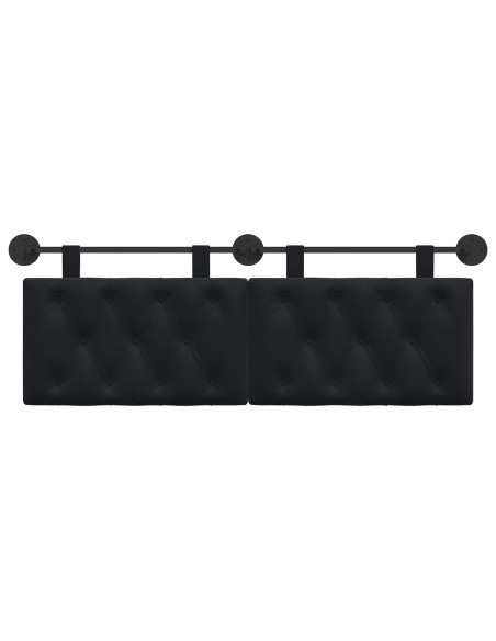 Testata appesa Montaggio a parete Nero 130 x 55 x 7 cm Velluto