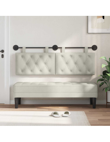 Testata appesa Montaggio a parete Crema 130 x 55 x 7 cm Velluto