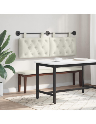 Testata appesa Montaggio a parete Crema 130 x 55 x 7 cm Velluto