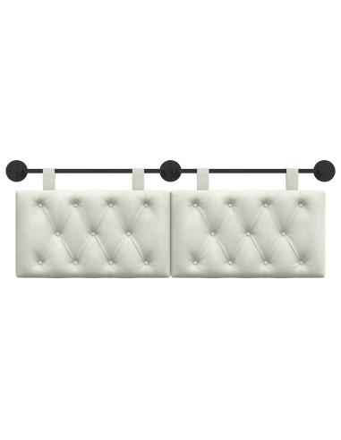 Testata appesa Montaggio a parete Crema 130 x 55 x 7 cm Velluto