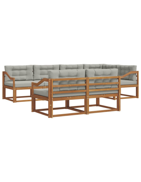 Set di divani da esterno 7 pcs Grigio Naturale e Chiaro