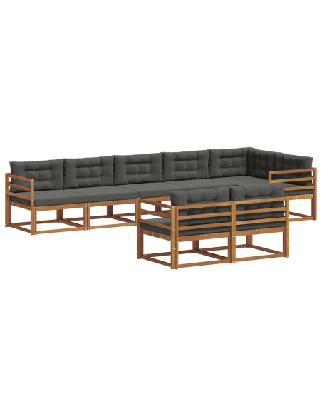 Set di divani da esterno con cuscino 8 pcs Naturale e Antracite