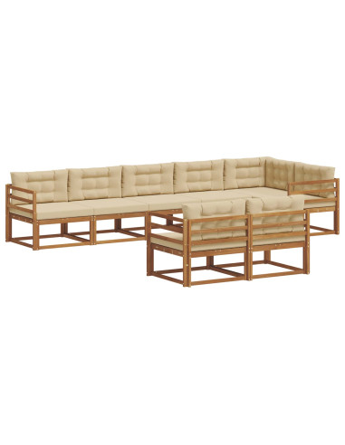 Set di divani da esterno con cuscino 8 pcs Naturale e Beige
