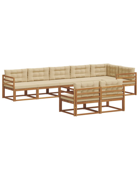 Set di divani da esterno con cuscino 8 pcs Naturale e Beige