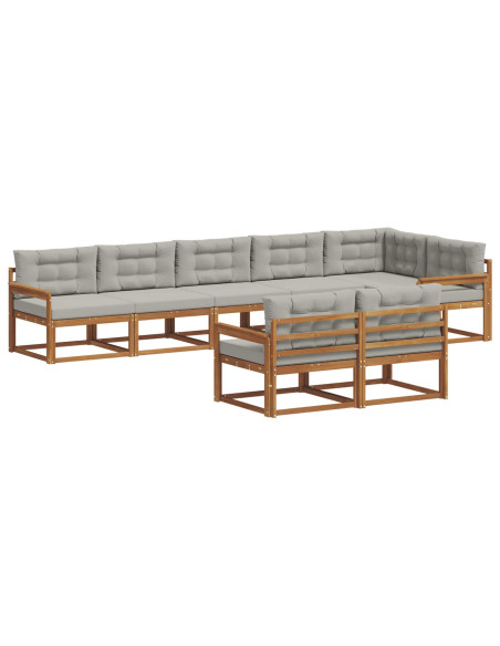 Set di divani da esterno 8 pcs Grigio Naturale e Chiaro