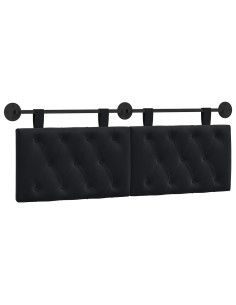 Testata appesa Montaggio a parete Nero 150 x 55 x 7 cm Velluto 2