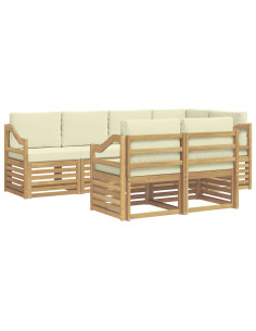 Set divano sezionale con cuscino 7 pcs Bianco e Crema 2