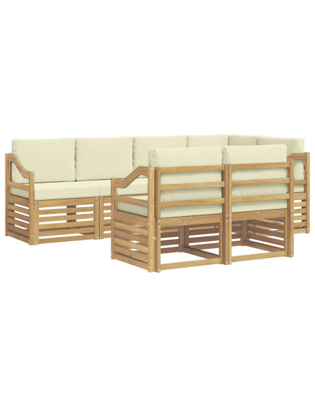 Set divano sezionale con cuscino 7 pcs Bianco e Crema