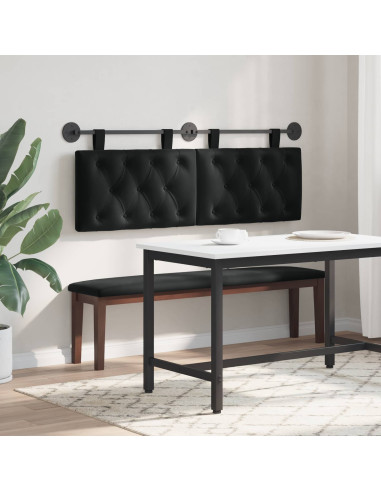Testata appesa Montaggio a parete Nero 150 x 55 x 7 cm Velluto