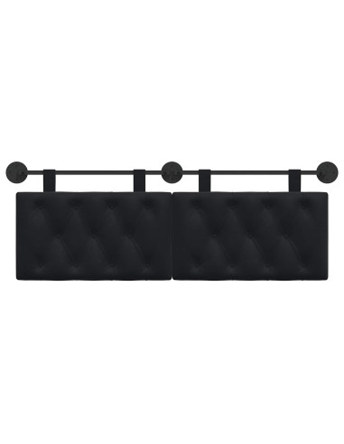 Testata appesa Montaggio a parete Nero 150 x 55 x 7 cm Velluto
