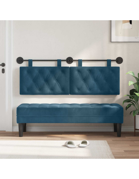 Testata appesa Montaggio a parete Blu 150 x 55 x 7 cm Velluto
