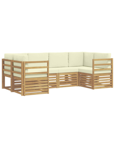 Set divano sezionale 6 pcs Bianco e Crema Poliestere
