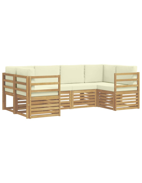 Set divano sezionale 6 pcs Bianco e Crema Poliestere