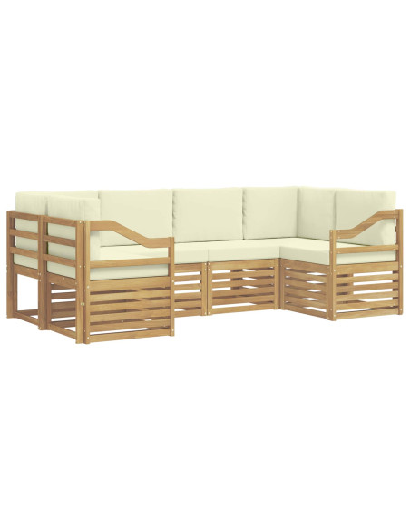 Set divano sezionale 6 pcs Bianco e Crema Poliestere