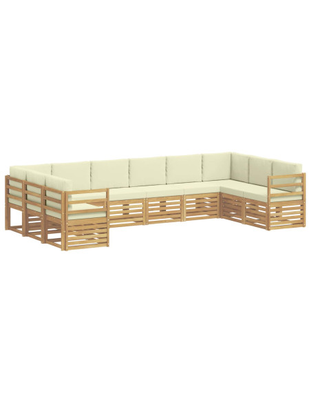 Set di divani da esterno 10 pcs Bianco e Crema Poliestere