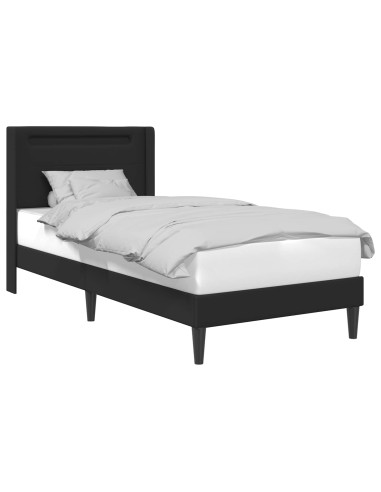 Struttura del letto con strisce LED Nero 90 x 190 cm Similpelle