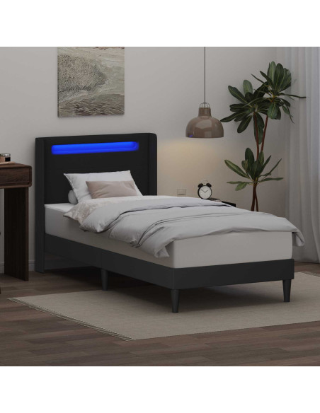 Struttura del letto con strisce LED Nero 90 x 190 cm Similpelle