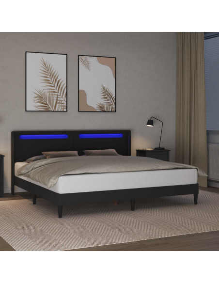 Struttura del letto con testiera Nero 180 x 200 cm Similpelle